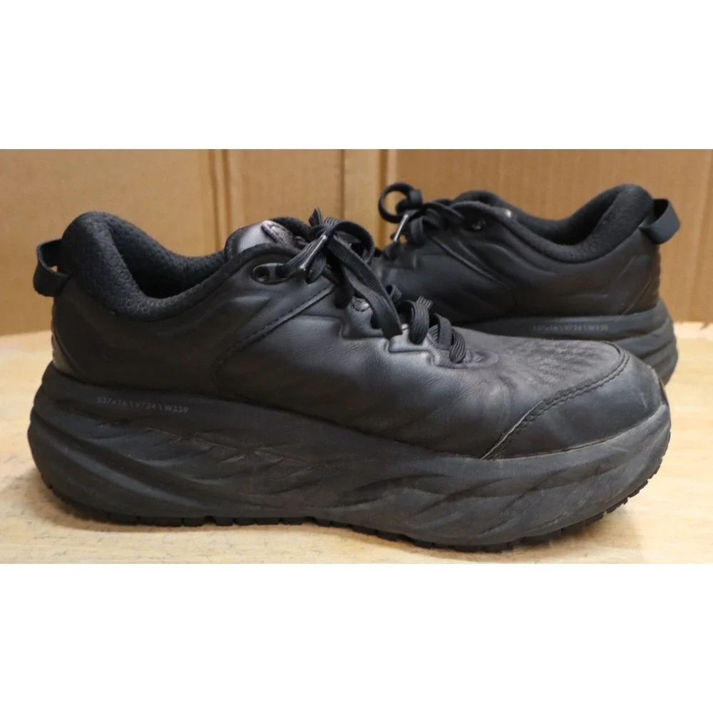 Hoka Bondi SR Running Shoes Womens 7D Wide Black Sneaker Slip Resistant Work Run